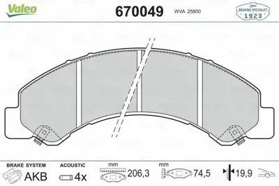 VALEO 670049 Dısk Fren Balatası (Ön) Isuzu Grafter 3.0d 10-08> W5Y03328Z, W5Y03323Z, 4106089TC8, 4106089TB6, 446537190, 8973292660, 446537110, 446537090, 446637030, 97168633