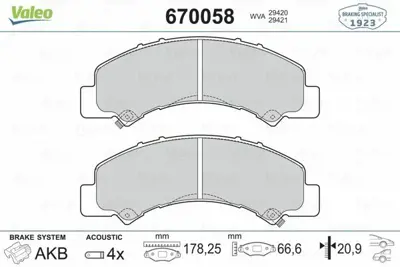 VALEO 670058 Arka Fren Dısk Balatası Isuzu N Wıde Nnr Nlr85 Euro5 -6 8980912710