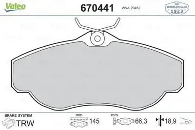 VALEO 670441 Fren Balatası On Dıscovery 2 L318 98>04 Range Rover I 3.9 Vogue 88>94 Range Rover Iı P38a 94>02 SFP000210
