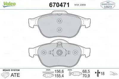VALEO 670471 On Fren Balatasi Laguna Ii 1 6 16v 1 8 16v 1 9 3 0 V6 Megane Ii 05- 1 6 16v 1 5 2 0 1 9 15.Jant 410600756R