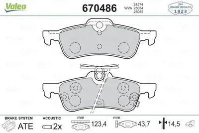 VALEO 670486 Arka Fren Balatası Yarıs 1,0vvt I - 1,3 Vvt I - D 4d 01 - 06> Arac Uretım Yerı Fransa Abs Lı Honda C 44660D010