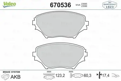 VALEO 670536 On Fren Balatası Rav 4 Iı1,8 Vvt I 2,0 Vvt I 4wd (06.00 ) 446542070