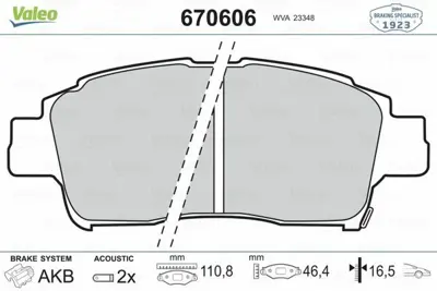 VALEO 670606 Disk Fren Balatası Ön Toyota Echo 1999 - 2005. Platz 1999 - 2005. Probox-Succeed 2002 . Soluna Vıo 446559020