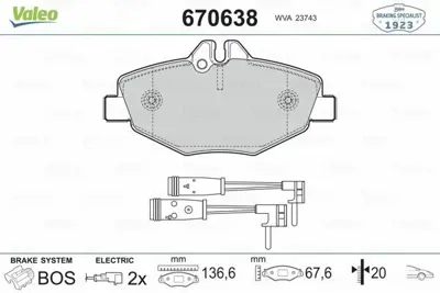 VALEO 670638 Fren Balatası On E-Class W211 02>08 S211 03>09 A0034206520