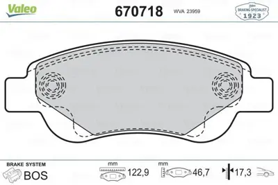 VALEO 670718 On Fren Balatası C1 1,0,1,4 Hdı (06 - 05 ) P,107 1,0,1,4hdı (06 - 05 ) 435326, 425328, 425327, 1617264880, 1613819980, 1611456980, 44650H030, 44650H031, 4465YZZDT, 44650H020