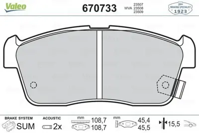 VALEO 670733 Fren Balatası On Suzukı Alto Ignıs 04-> Daıhatsu Sırıon Cuore 04-> 4465B2040