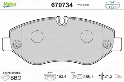 VALEO 670734 Fren Balatası Ön 42555881