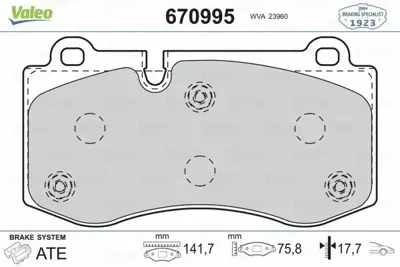 VALEO 670995 Fren Balatası On W211 05>08 W221 06>13 C216 06>13 R230 01>12 44206220