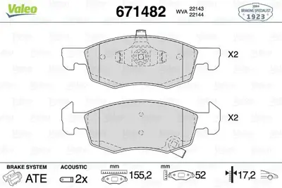 VALEO 671482 Ön Balata Opel Corsa 1.0-1.2-1.4-1.4t 14 1605280