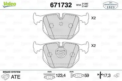 VALEO 671732 Fren Balatası Arka Range Rover 02-09 - Bmw E53 E83 E46 34211162862
