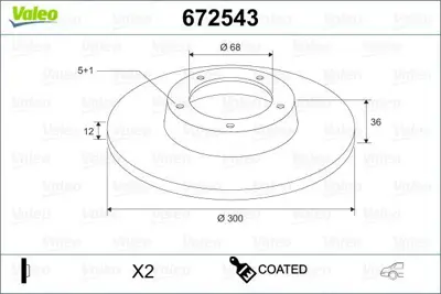 VALEO 672543 Arka Fren Aynası Havalı Audı A4 A5 Q5 A6 A7 (300x12) 08> L8K0615601B, L8KD615601, L8KD615601A, 8KD615601, 8K0615601M, 8K0615601J, 8K0615601B, 8W0615601H, 8W0615601C, 80A615601B