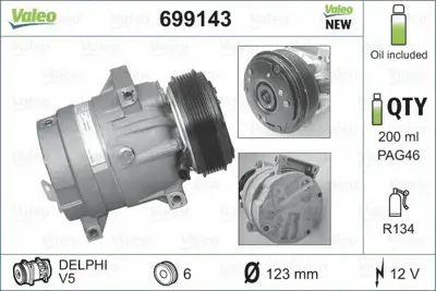 VALEO 699143 Kompresor Renault Avantıme 2763000QAB, 7701499860, 8200795537, 9111563