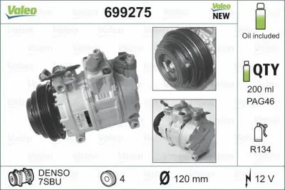 VALEO 699275 Klima Kompresoru Passat 97>05 A8 94>03 A4 98>01 4B0260805C