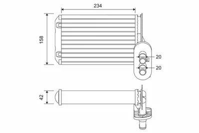 VALEO 812030 Kalorıfer Radyatörü 191819031B, 191819031C, 191819031D, 191819031F, 1H1819031A, 1H1819031B, 1H2819031A, 191819031, 1H1819031F, 1H2819031B