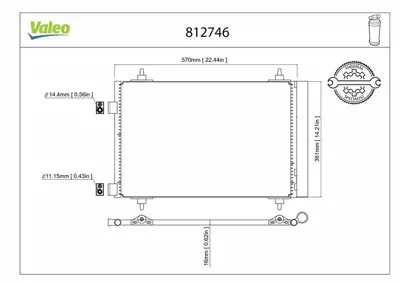 VALEO 812746 Klima Radyatörü 6455CY, 6455EW, 6455GK, 96505459, 6455HL, 6455HK, 6455HT, 9650545980, 96506316, 9650631680