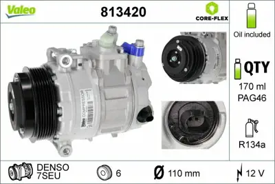 VALEO 813420 Klima Kompresoru W203 00>07 Cl203 02>08 C209 02>09 C219 02>10 W211 02>08 W220 02>05 Vito W639 03>14 Sprinter 06>09 A0022306611