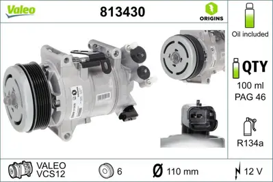 VALEO 813430 Kompresor 3008-308 Iı-Partner-Berlıngo-C4 Grand Pıcasso Iı-C5 Aırcross 1.2thp 9827529180