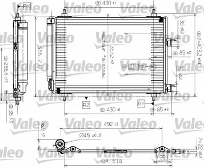 VALEO 817524 Klima Radyatoru (Kondanser) P307 1.4ı 1.6hdı (01 08) Olcu: (518×367×16) 6455AA