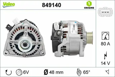 VALEO 849140 Alternator 12v 90a Focus 1,8tdcı - 1,6 Zetec E 16v - 2,0 16v Focus Rs 98>04 1073091