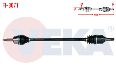 VEKA FI-8071 Komple Aks Sağ On (Ic Aks Kafası Takılı) Fıat Palıo (178bx) (178dx) 1.4ı Uzunluk 900mm 1996-2005 46307899