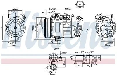 NISSENS 890802 Klima Kompresoru Renault Megane Scenıc Iıı 1.6 Dcı  11> 103651 1080044SX 118562 141471 15386 320055G 510964 700510964 852902N 8FK351003451 926009944R 94030322 970101 ACP01063 ACP518000P DCP23034 K15386 RTAK630