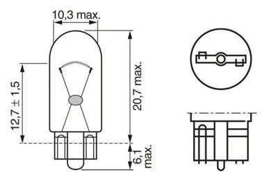 BOSCH 1987302819 1987302929 Ampul Eco 12v W5w Büyük Dipsiz Gösterge W2.1x9.5d (100 Ad) 12V 5W W5W 1987302819 1987302819