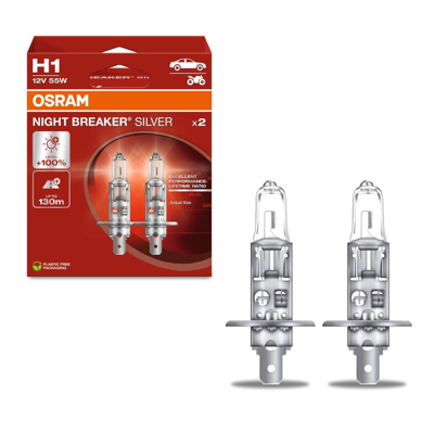 OSRAM 64150NBS-2HB Ampul H1 55w 12v P14.5s %100 Fazla Isık Gucu Ikılı Kutu GM 12258XVS2, GM 1987301073, GM 483342100, GM 8GH223498214