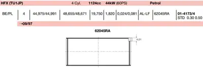 GLYCO F0141734STD Kol Yatak (Std) P106 P206 P307 P306 P205 P405 Partner C2 C3 (I Iı Iıı) C3 Plurıel Ax Zx Xsara Iı Bx  60643