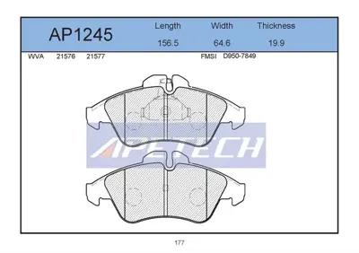 APETECH AP1245 Fren Balatası Ön Lt28-35 96>06 Lt28-46 96>06 / V-Class 96> Sprınter 95>06 Vıto 96>03 