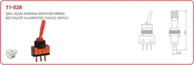 AKSA 11-028 Acma Kapama Anahtarı Isıklı Kırmızı 210471593R