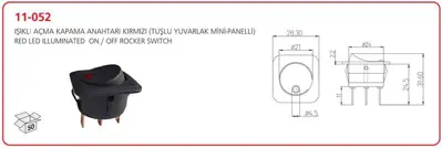 AKSA 11-052 Acma Kapama Anahtarı Isıklı Koruma Kapaklı 215032766R