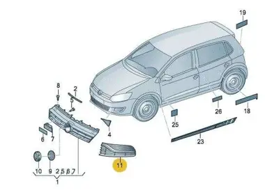 BARCHA 6C0853666J-C Sıs Far Kapagı Sag Sıssız Polo 15> Kromsuz 