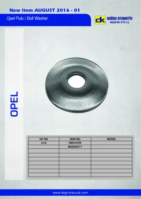 DK 410 Opel Opel Pulu Bolt Washer 90209277 924435 205657 3009240435 353006 FZ90850 4061500 180043K