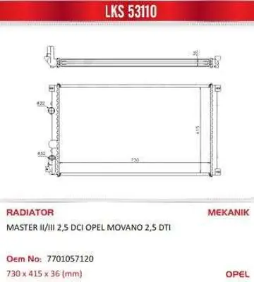 LKS 53110 Motor Radyatoru Master Trafıc Movano Iı   Iıı 1,9   2,5dcı (730x416x34) 1307.PP