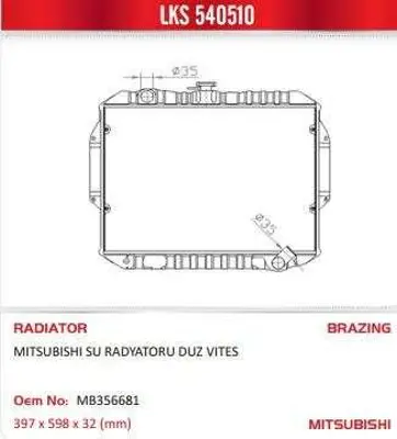 LKS 540510 Motor Su Radyatoru L200 90>98 