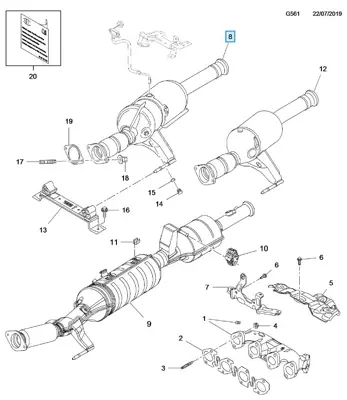 PSA 95521382 Yn Fap Kataliz GM 2002000Q1H, GM 2002000Q1K, GM 4502866, GM 4502867, GM 4502868, GM 95521381, GM 95521382, GM 95521383, GM 200100409R, GM 200109087R
