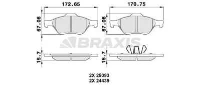 BRAXIS AA0340 Fren Balatası On Maverıck 01 > Trıbute 04 > 08 Saab 9-7x 05 > 12 