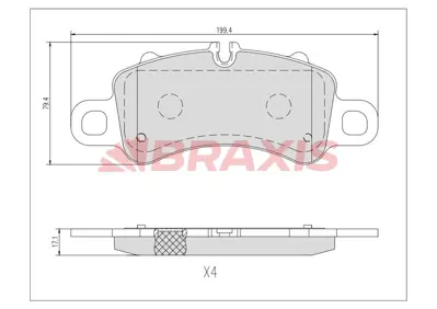 BRAXIS AA0724 Fren Balatası On Boxster Cayman 16> 911 Carrera 15> 9P1698151