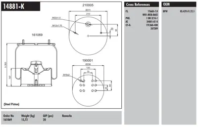 CONNECT MD 14881-K Dingil Korugu Komple Metal Pıstonlu - Schmıtz - Kassbohrer - Bpw - Dorse 36k 542941221