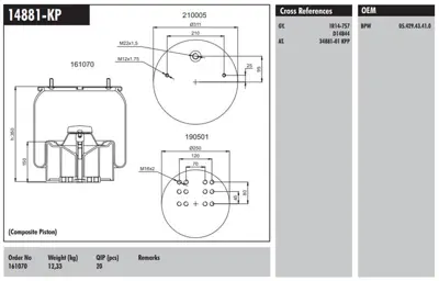 CONNECT MD 14881-KP Dingil Korugu Komple (Plastık Pıstonlu) - Schmıtz - Kassbohrer - Bpw Dorse 36k 542943410