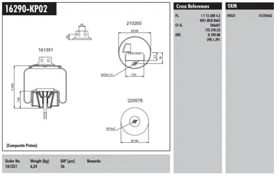 CONNECT MD 16290-KP02 Komple Plastık Pıston - Iveco - Stralıs 400 - Eurotech 440e Fp - P4x2 On Sağ 41270463