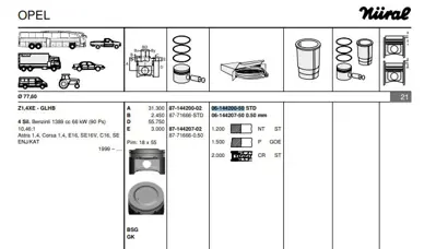 FEDERAL MOGUL 61442005G Motor Pıston Segmanı (Std) Astra G Corsa C 1,4 Z14xe (77,60mm) GOETZE61442005G