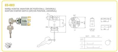 AKSA 03-003 Kontak Anahtarı Marslı Ikı Pozısyonlu 7700817782