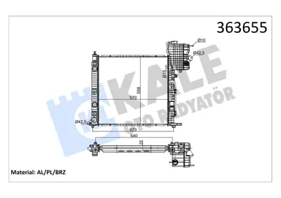 KALE 363605 Motor Su Radyatoru (Klimalı Otomatık) V-Class 638 2 96>03 Vıto 638 96>03 