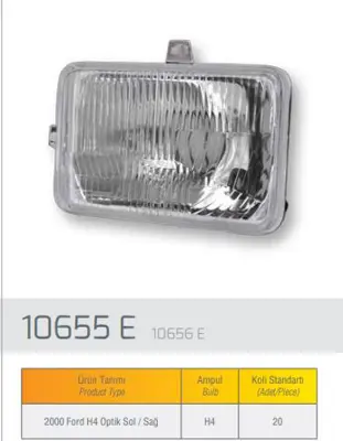 FARBA 10656D Reflektor Sağ Ford 2000 H4 
