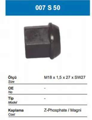 İthal 007S50 Bıjon Somunu - Iveco 50 Nc M18x1.5x27xsw27 252192310