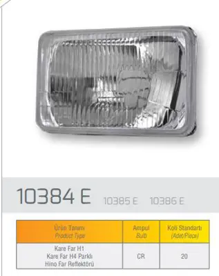 FARBA 10385D Reflektor Atom Tıpı Kare H4 Parklı 450137 