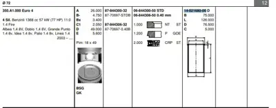 FEDERAL MOGUL 40216800G Motor Gomlek Albea Doblo 1,4 8v (72,00mm) - (Std) 