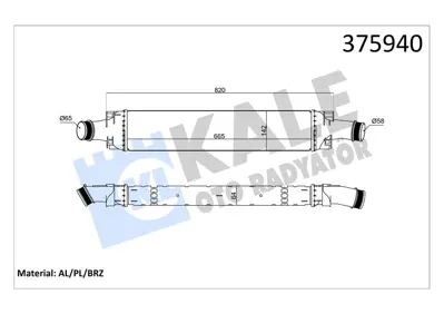 KALE 375940 Turbo Radyatoru (Intercooler) 665x142x42 Audı A4 A5 A6 16> 8W0145805N 8W0145805AD DIT02017 309046 8W0145805Q RA8010610 8W0145805 107852 961466 AI4432