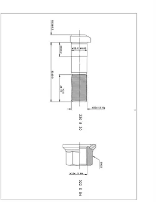 İthal 230B20-022S54 Bıjon Ve Somunu Pullu On Man 22 190 1263487 1401513 3814010271s 3814011271 3814011271S1 3814011271s2 4012971 81455010085 81455010135 9484010071
